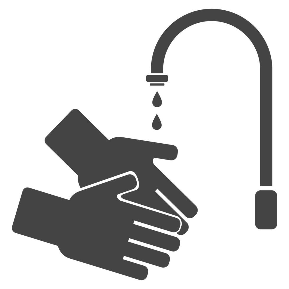 Washing Sanitizing Hands With Soap and Water - Black Icon illustration. vector
