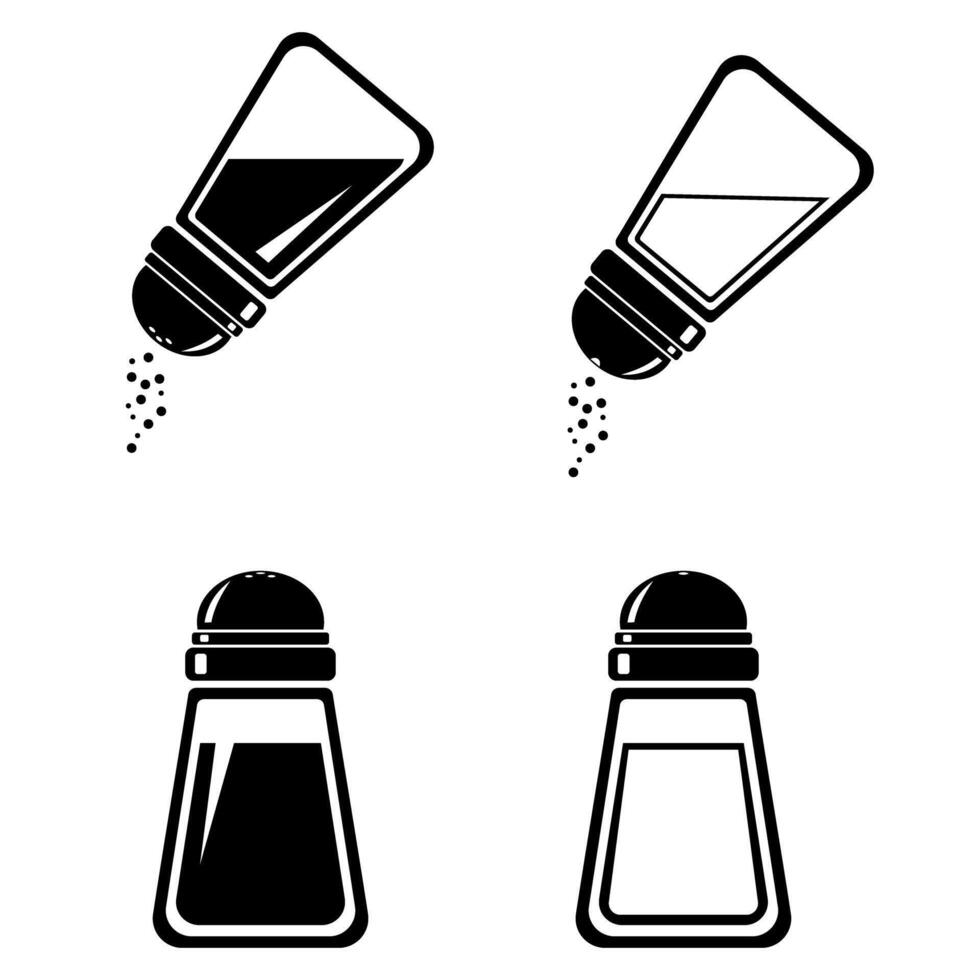 Salt and Pepper Seasoning Shakers - Illustration Black Silhouette Design vector