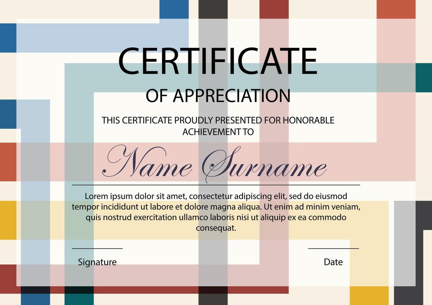 Certificate template. Modern certificate with abstract geometric elements. Colorful geometric diploma vector