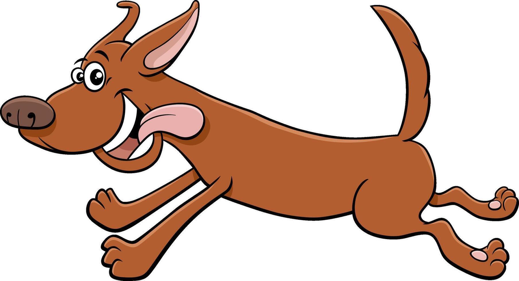 happy cartoon running dog animal character vector