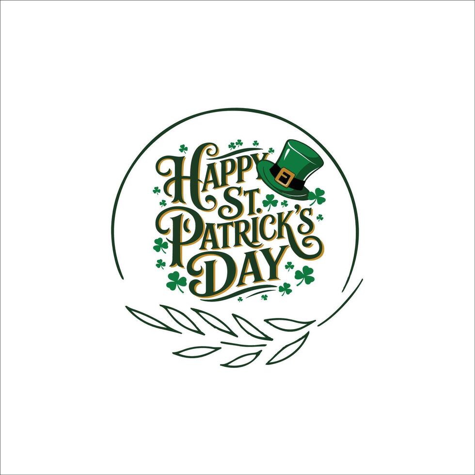 Celtic Inspired St. Patricks Day Design with Green Vine Accents vector