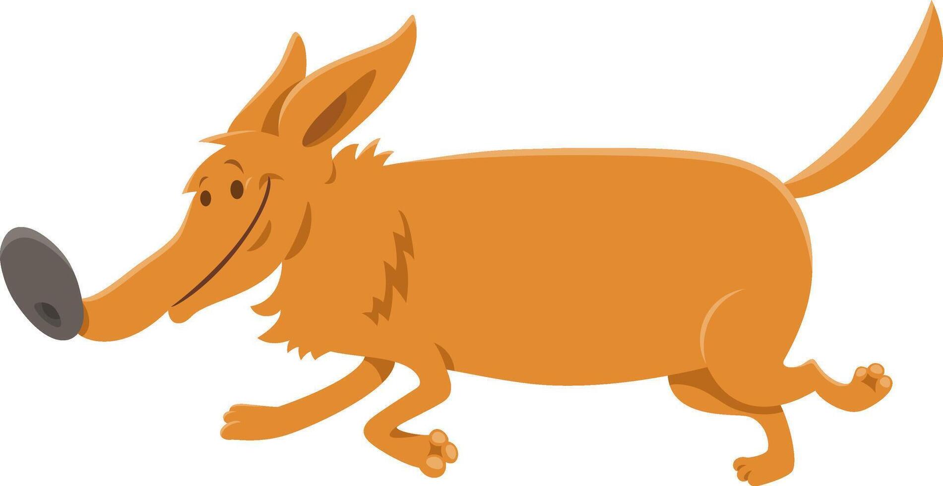 funny running yellow dog cartoon animal character vector