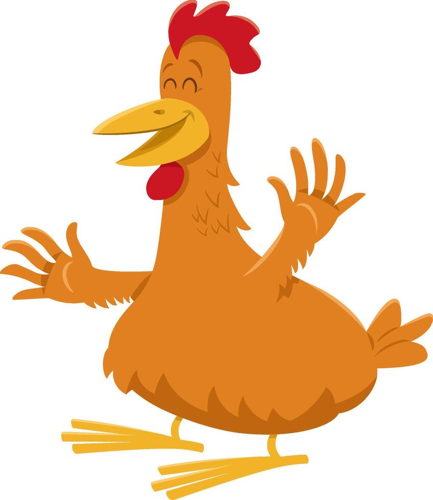 happy cartoon chicken or hen farm animal character vector