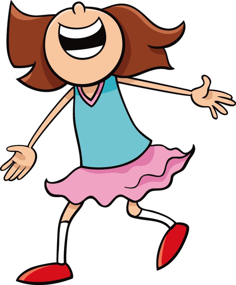 happy cartoon elementary age girl character vector