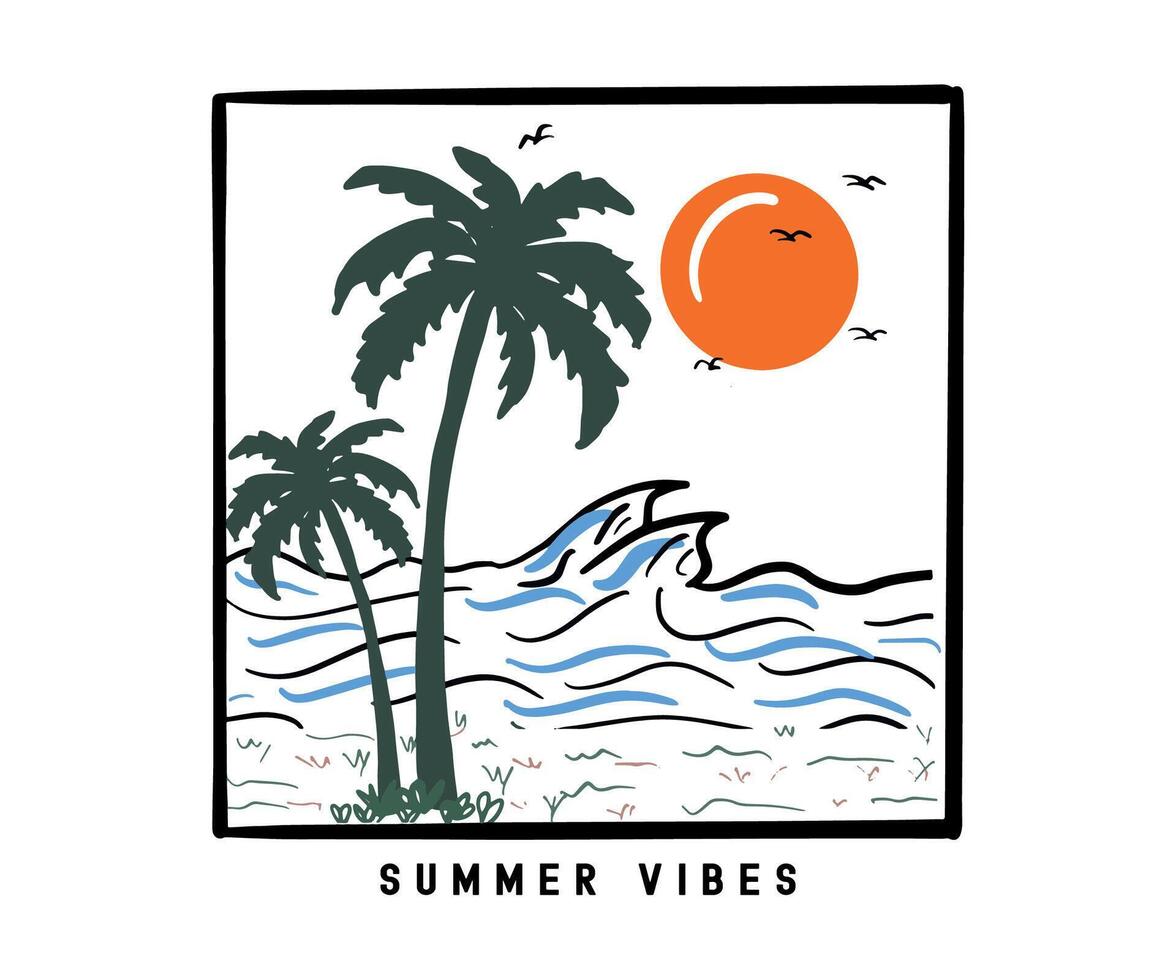 Summer Vibes paradise t shirt design. vector