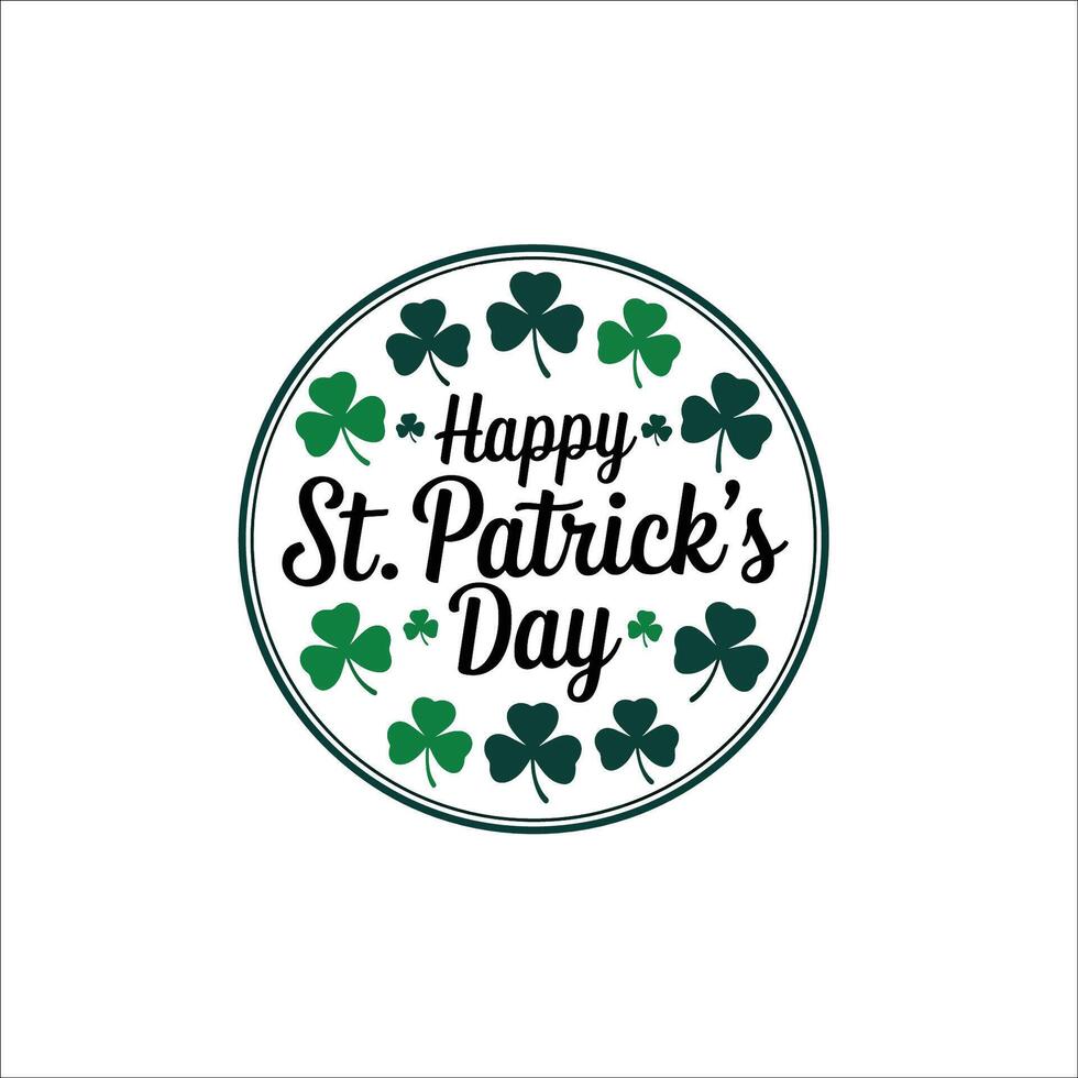 Happy St. Patricks Day Minimalist Typography Clover Wreath vector