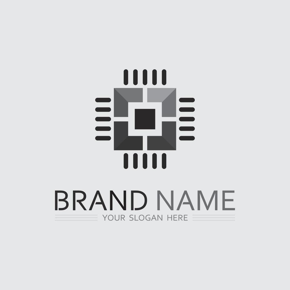 Tech gear logo design template. Technology Logo Design Concept vector
