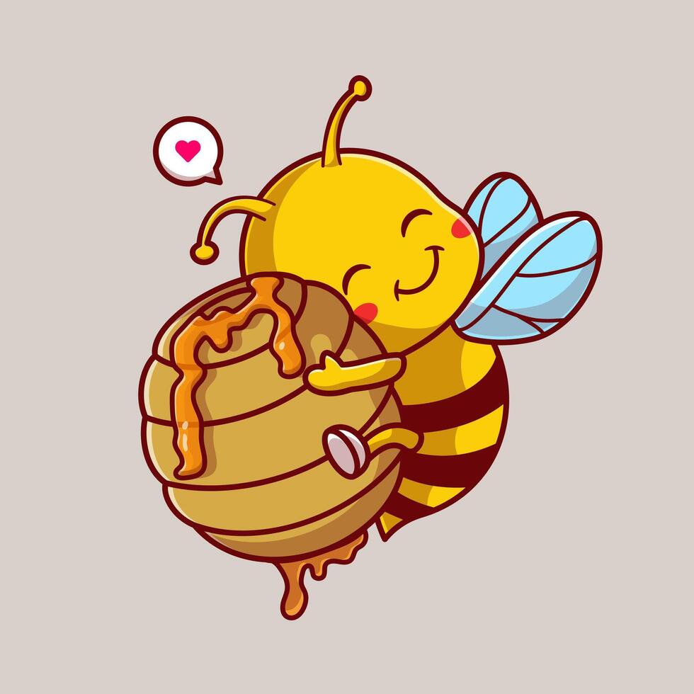 Cute Honey Bee Hug Honeycomb Cartoon vector