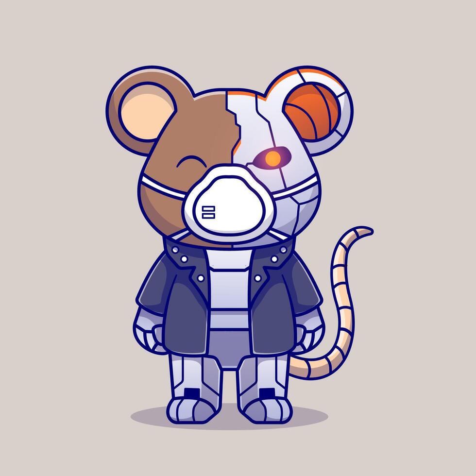 Cute Mouse Robot Cyborg Cartoon vector