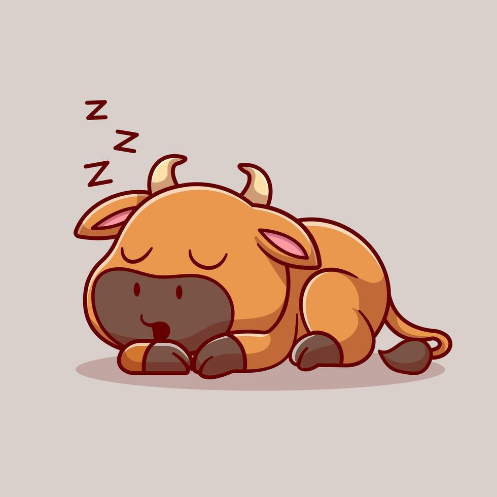 Cute Bull Sleeping Cartoon vector
