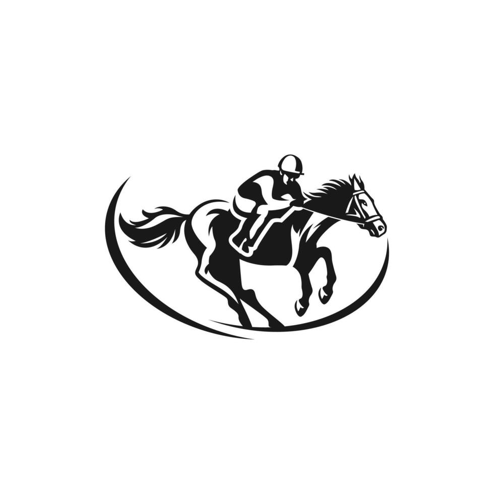 A jockey races his horse, suitable for the logo of a racing club stable and training vector