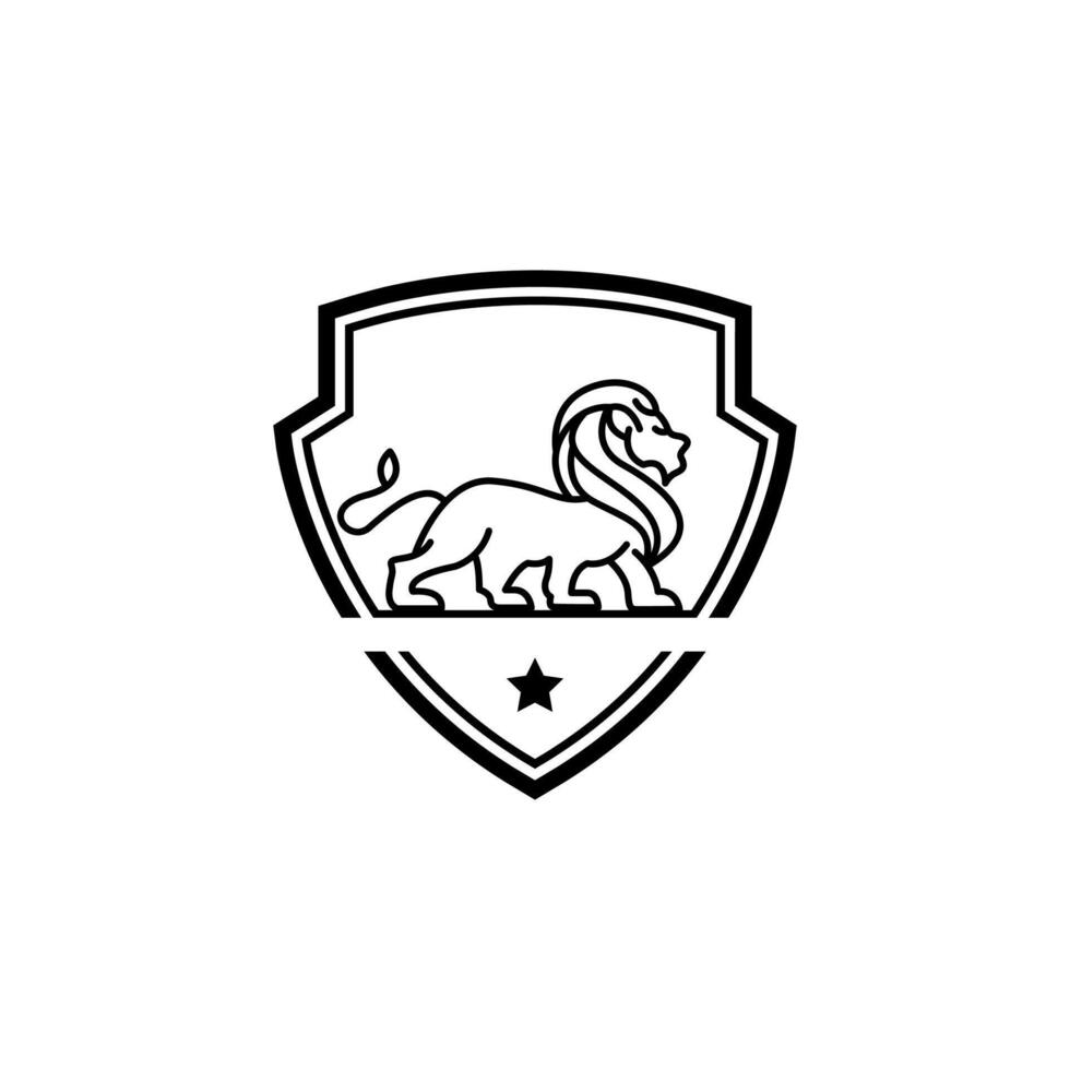 Lion shield logo design template Universal premium vector