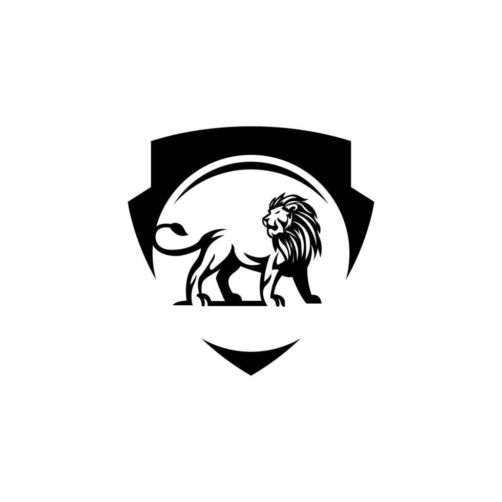 Lion shield logo design template Universal premium elegant creative vector