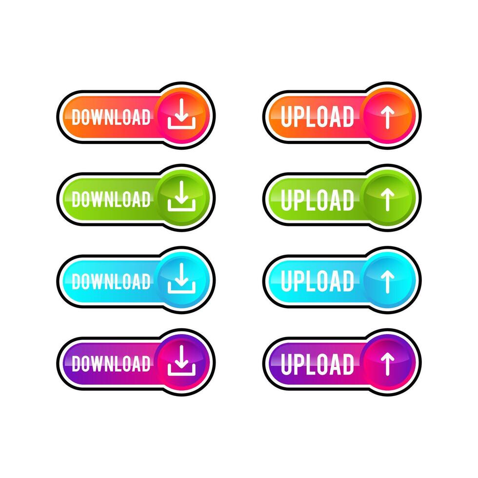 Modern button with download and upload 3d for concept design. Load internet data symbol. Cloud technology. Computer interface. vector