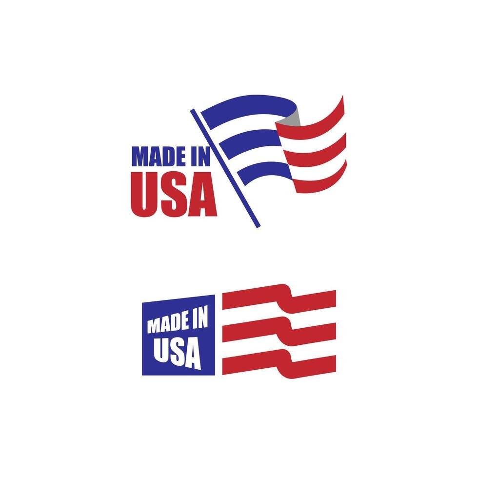 Made in USA United States of America Composition with American flag for badge, label, pin, etc. vector