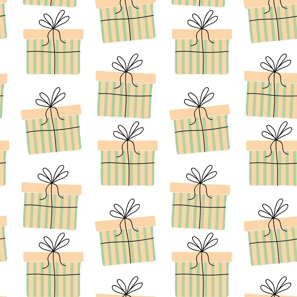 Colorful gift boxes with striped designs arranged in a playful pattern vector