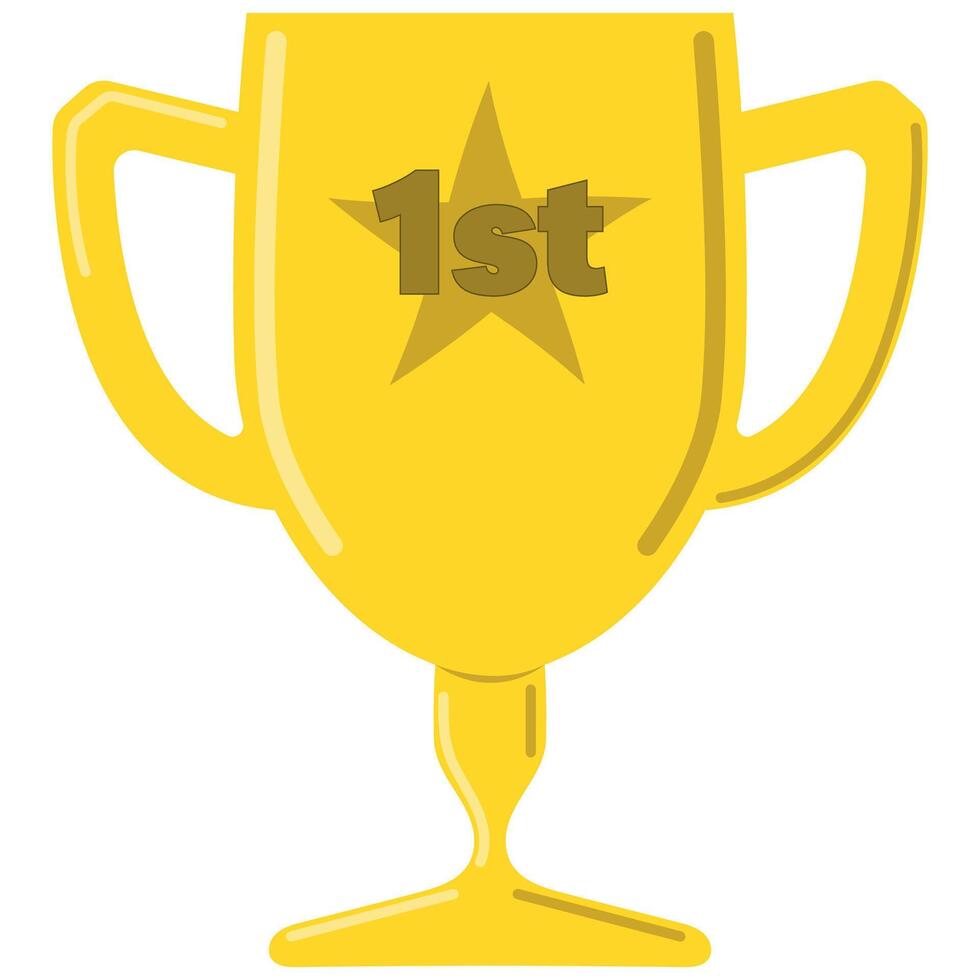 Golden 1st Place Trophy, Award for winning first place isolated on a white background vector