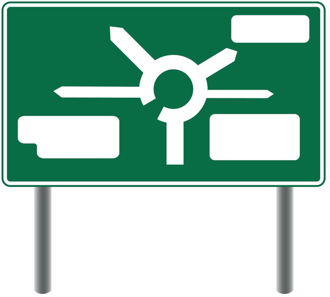 UK green road sign with a roundabout and space for your text, Choice or direction concept vector