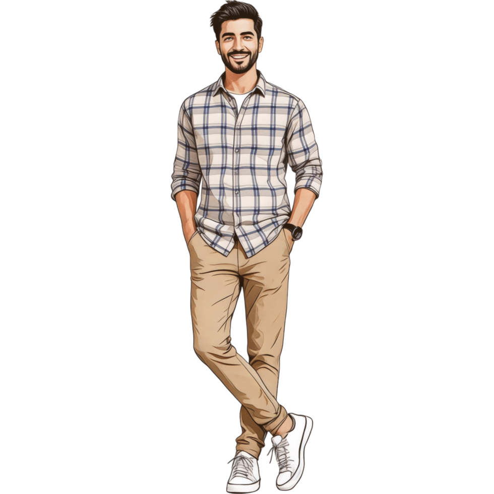 Man with Short Brown Hair Wearing a Casual Blue Shirt png