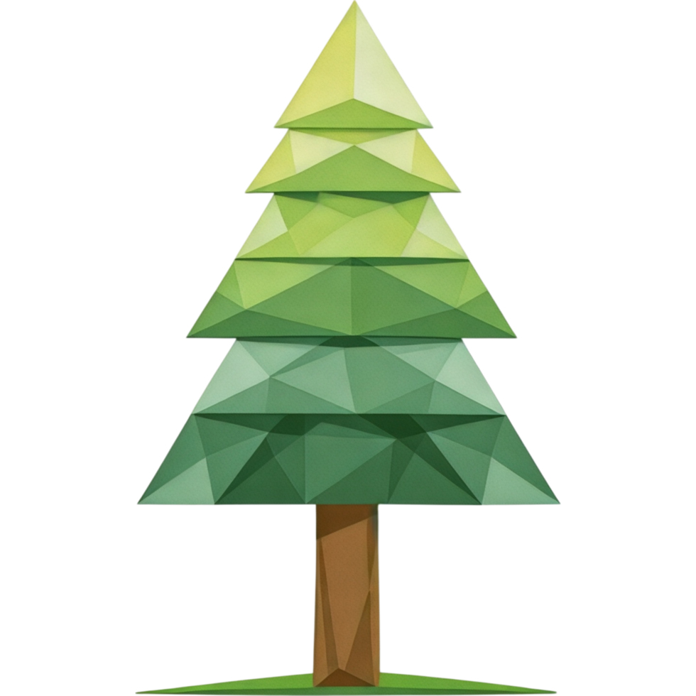 Stylized Green Evergreen Tree with a Geometric Design png