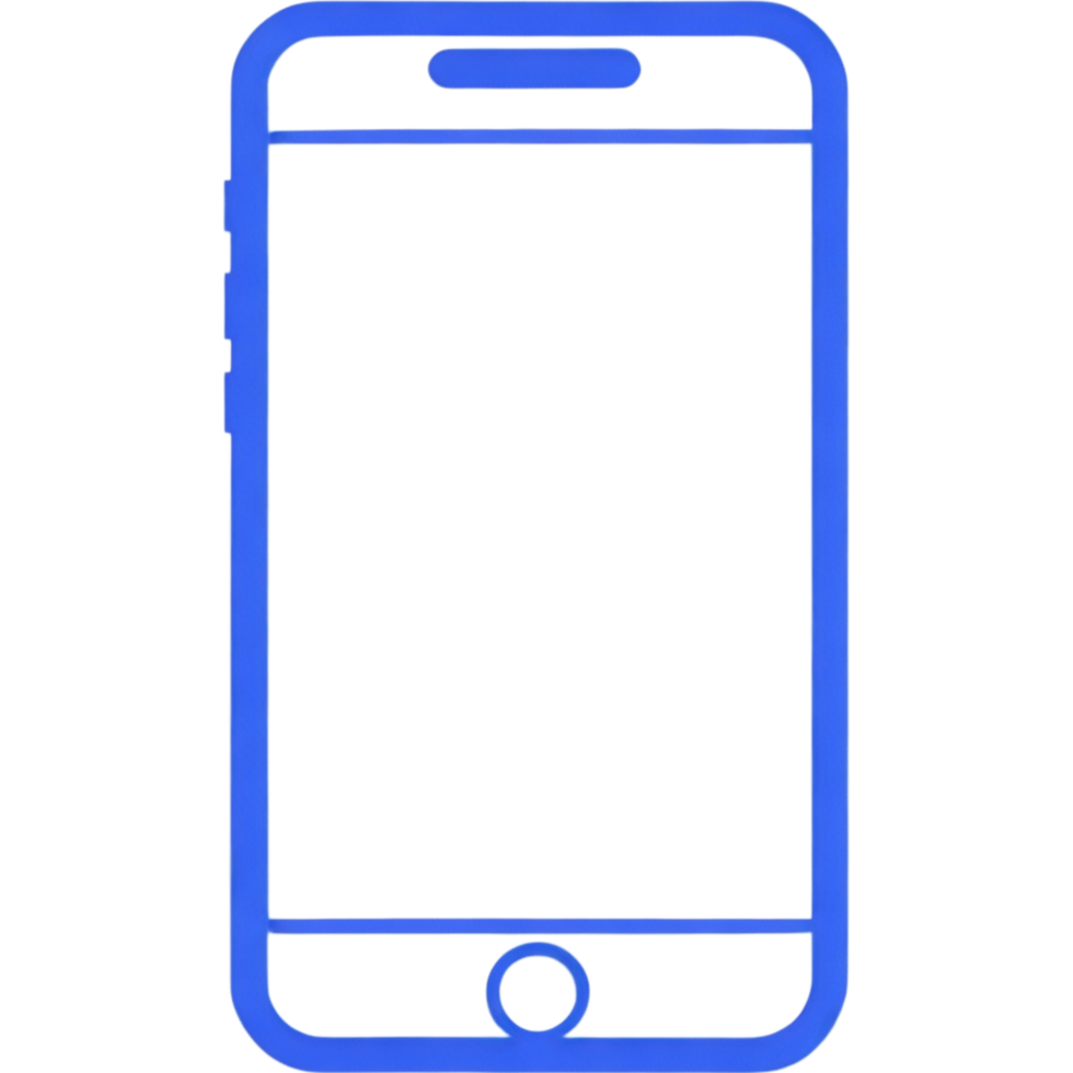 Bright Blue Outline Smartphone with a Minimalist Design png