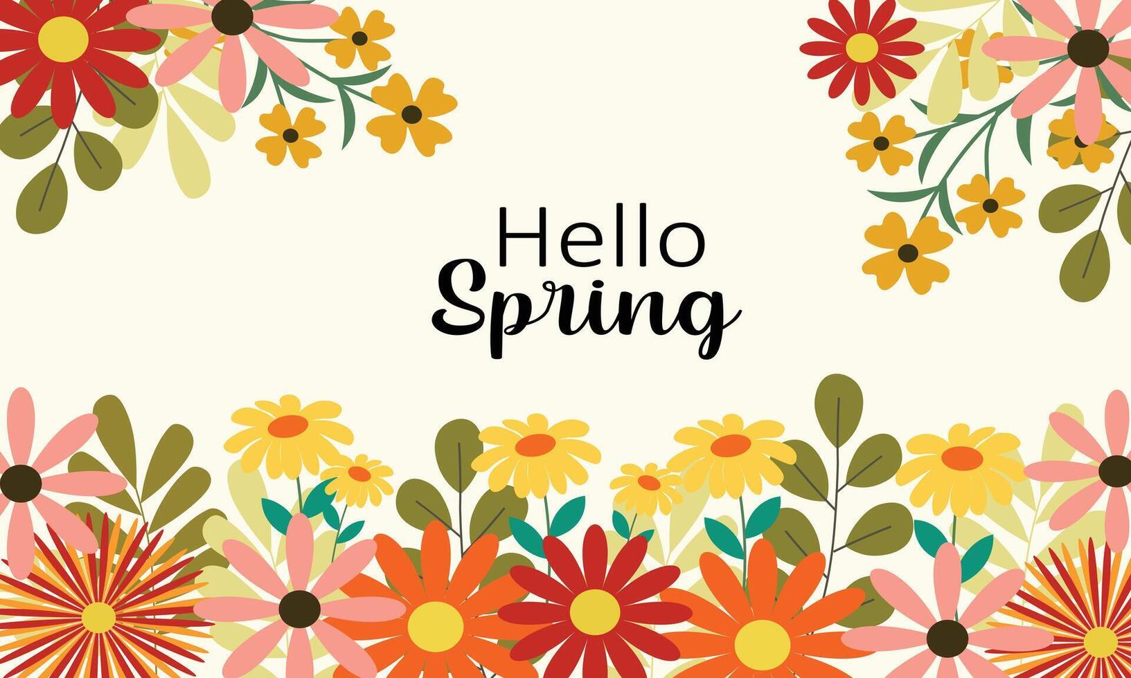 Hello spring and blossom background vector