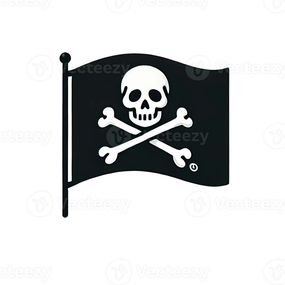Pirate flag with skull and crossbones symbol representing danger and death png