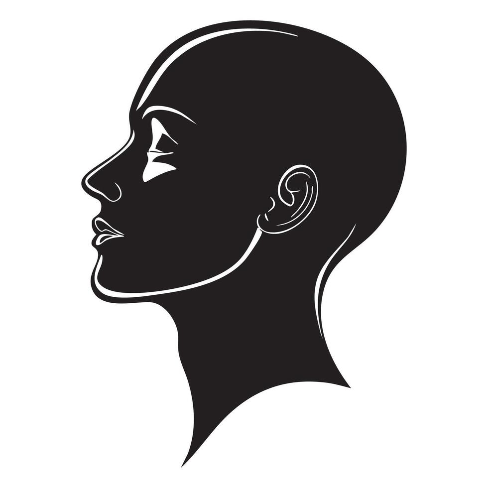 Silhouette of a woman's head with a bald spot vector