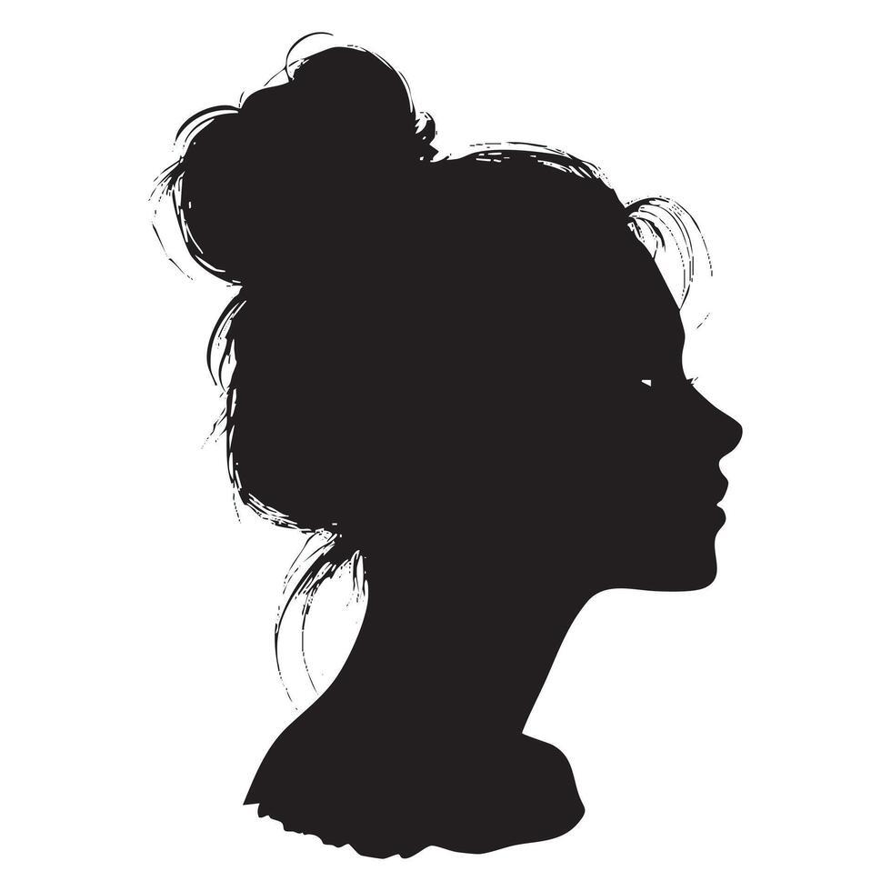 Silhouette of a woman's head with a bun in the back vector