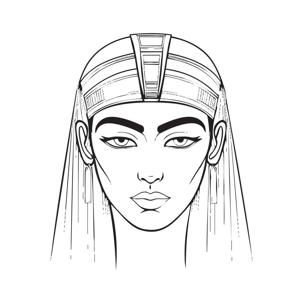 An illustration of the face of an egyptian woman vector