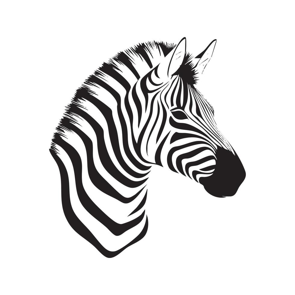Zebra head silhouette on white background vector