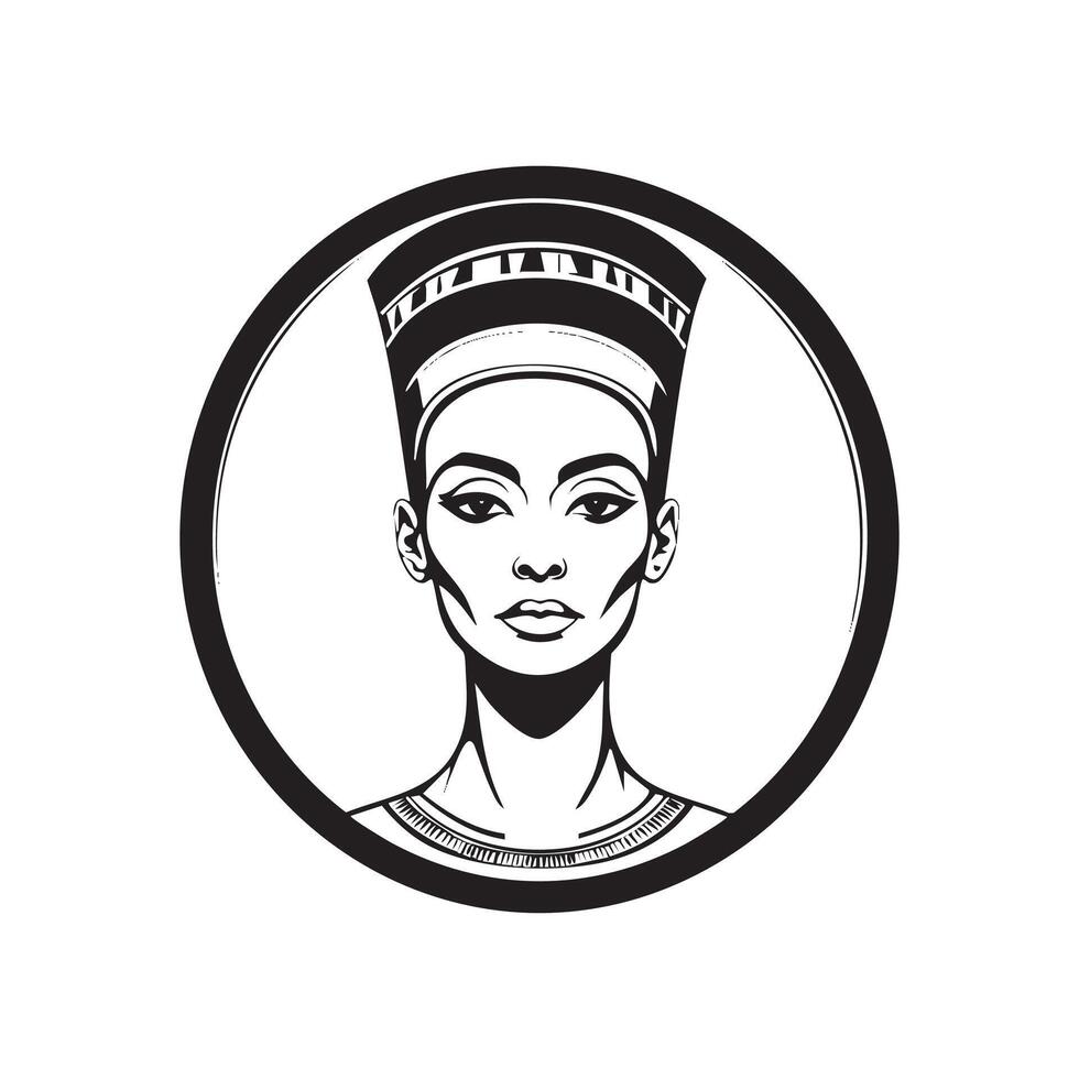 The egyptian queen in a circle logo vector