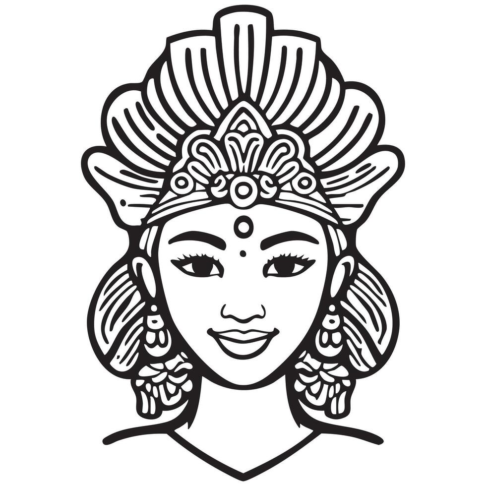 A woman in indonesian costume with a headdress vector