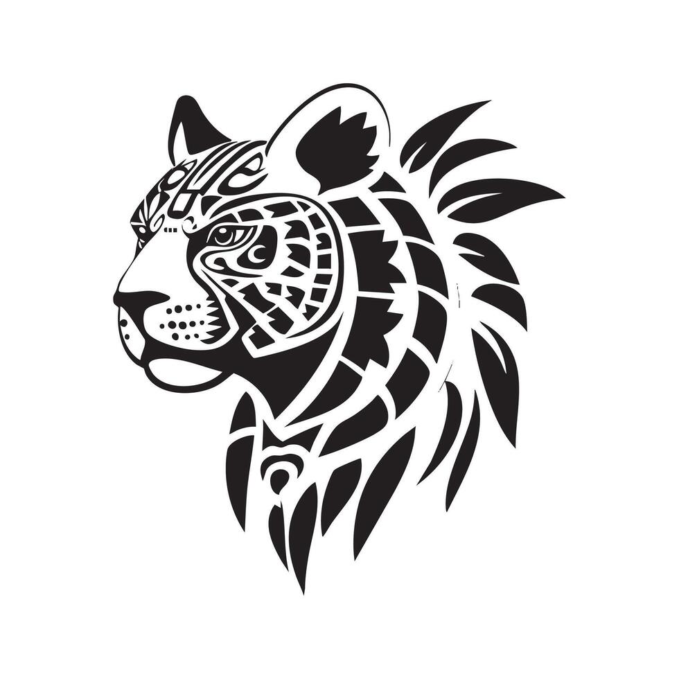 A black and white image of a jaguar head vector