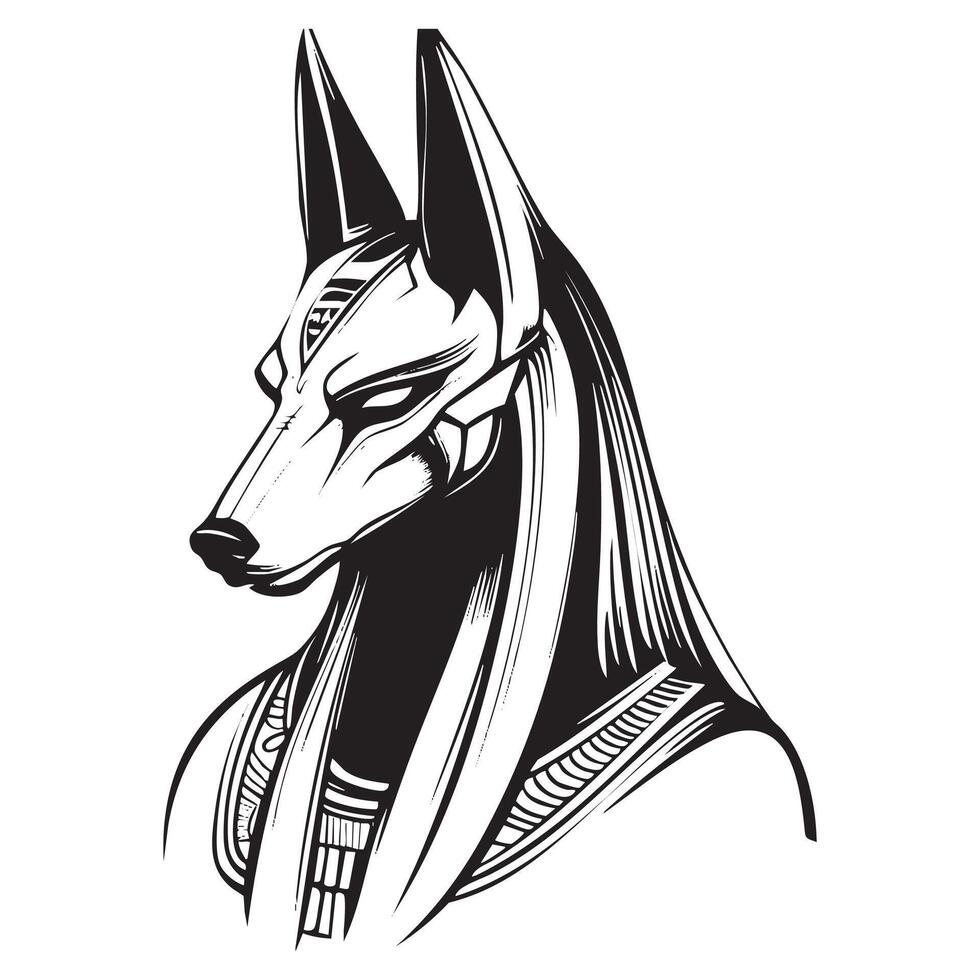 Anubis head in black and white vector