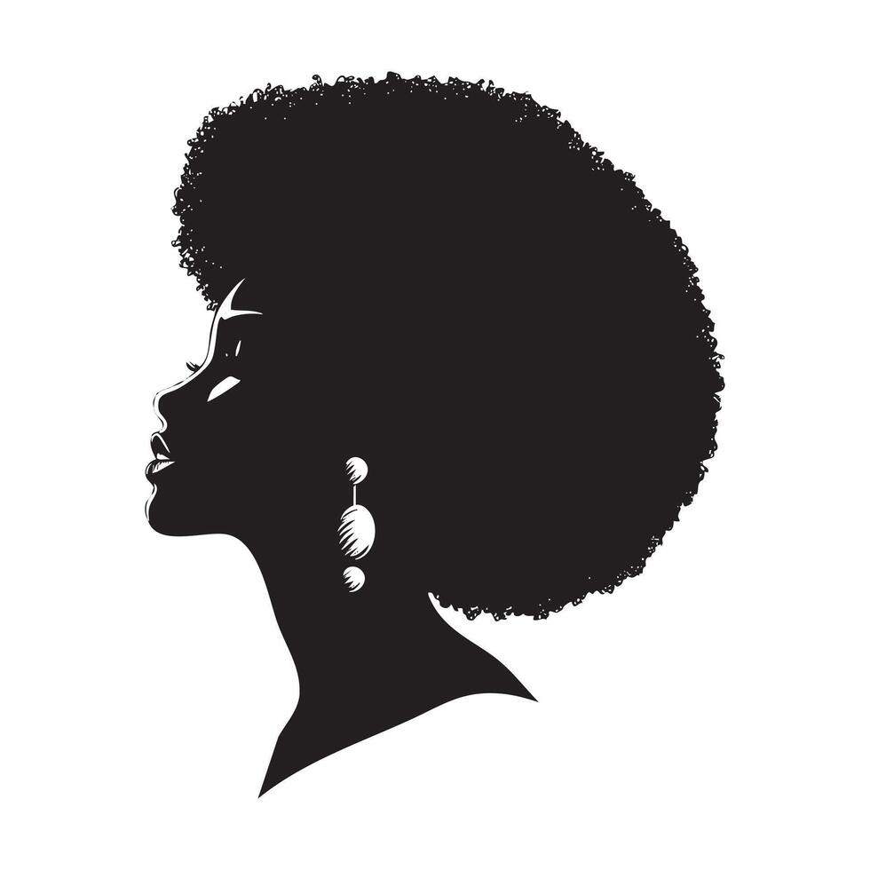 Silhouette of a woman with an afro hair style vector