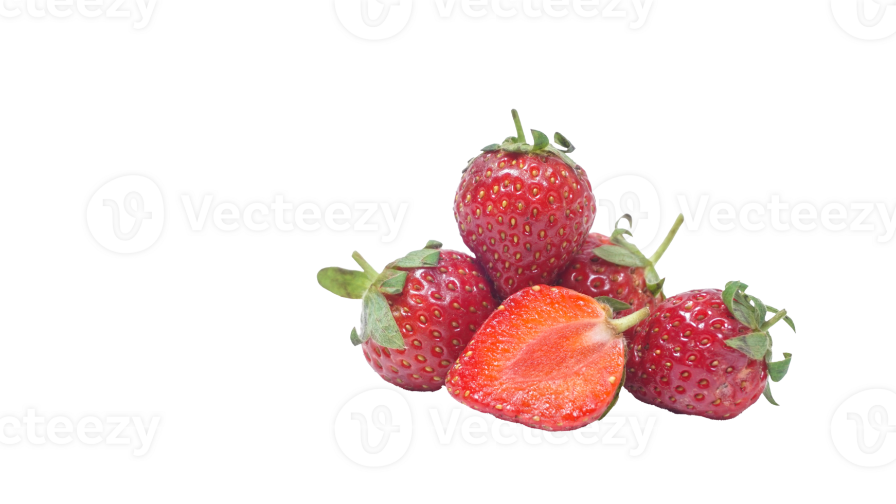 Heap of Strawberries with Half Sliced png