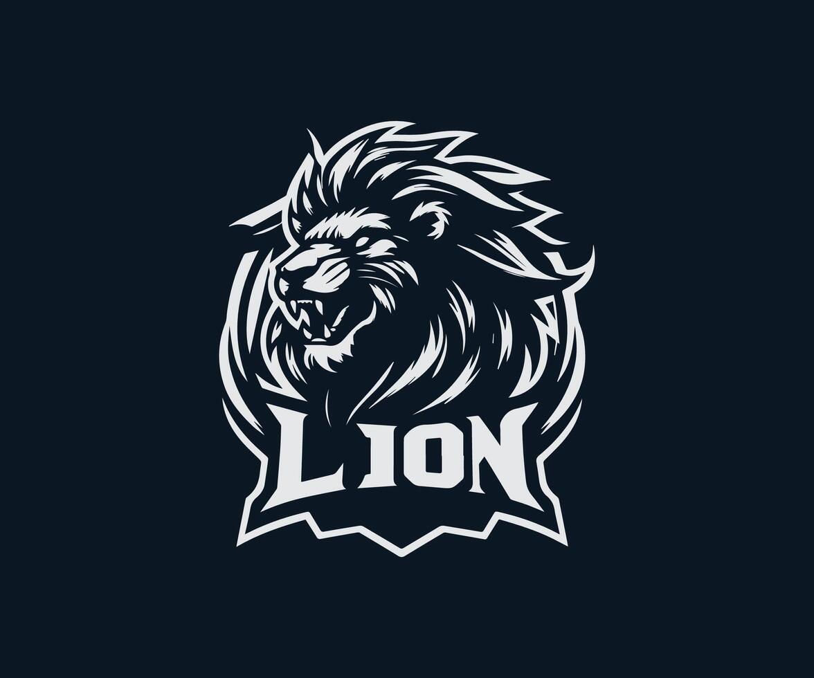 the lion logo design, lion e-sport logo illustration vector
