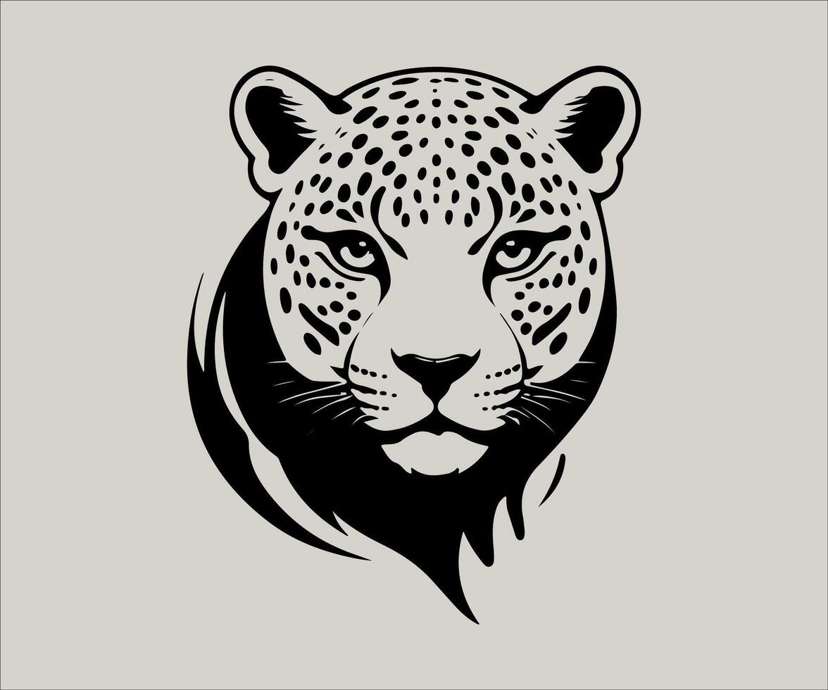 the leopard head is shown in black and white vector
