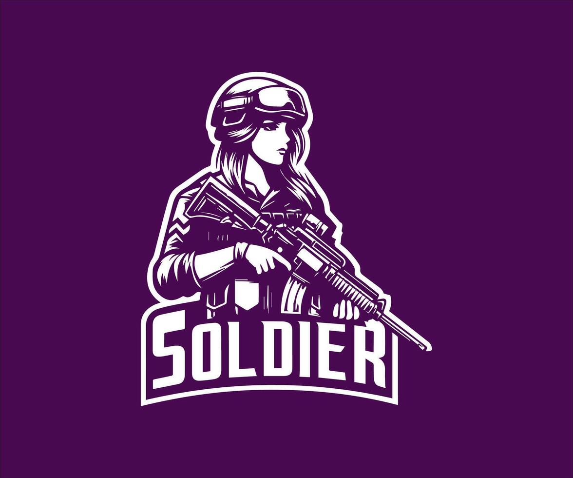 a soldier logo with a rifle on it vector