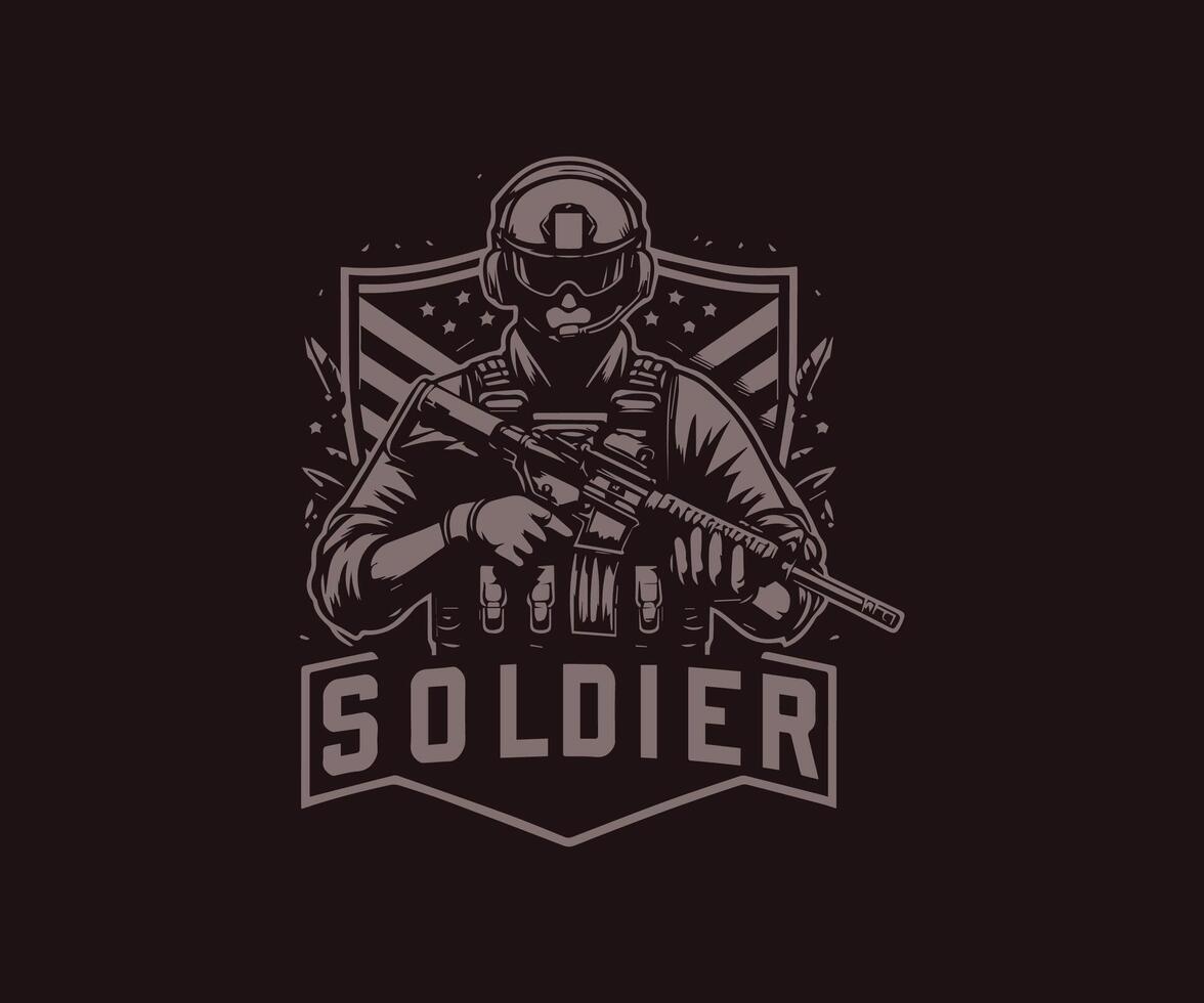 soldier logo design template illustration vector