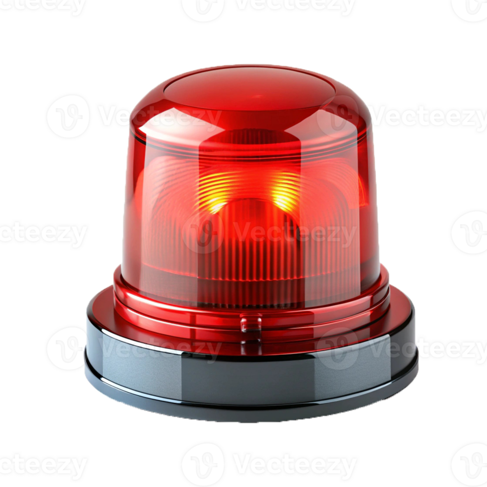 red emergency light on transparent background png