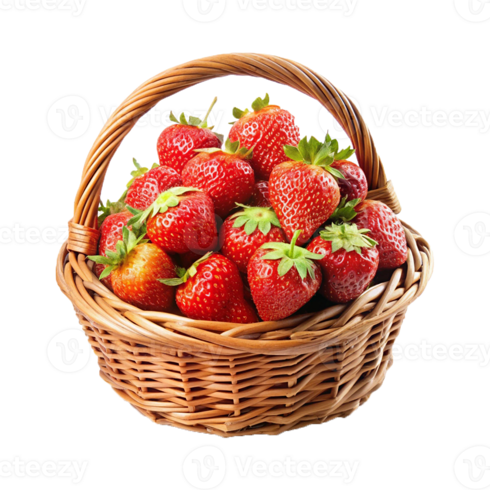 strawberries in a basket on a transparent background png