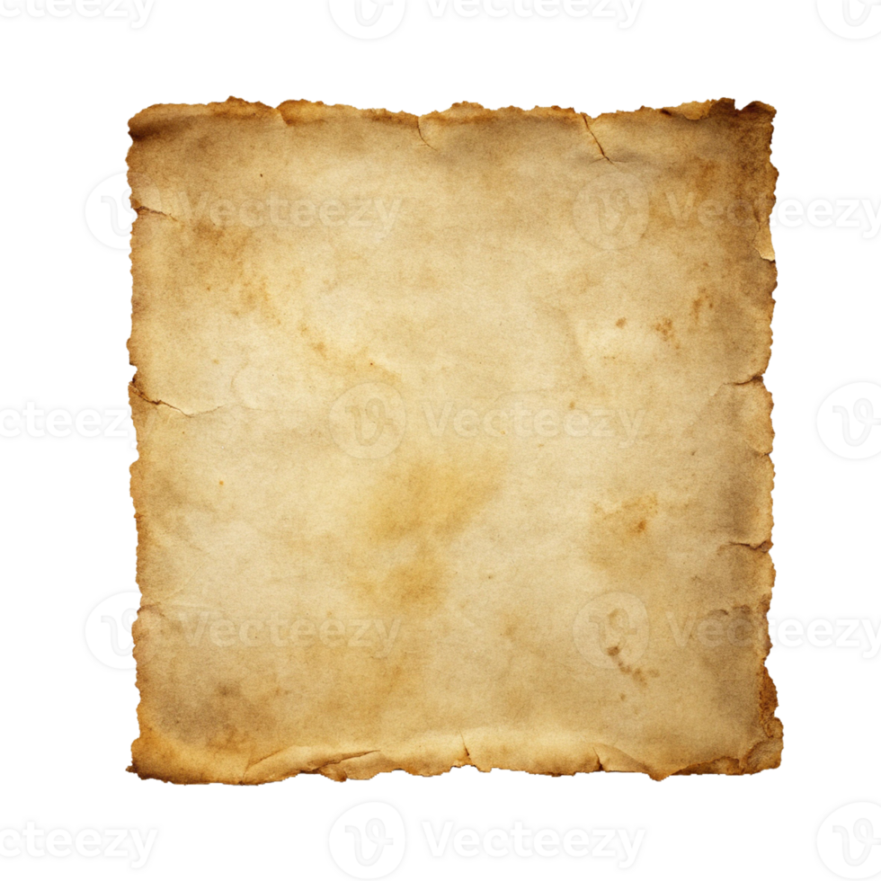 old parchment paper on transparent background png