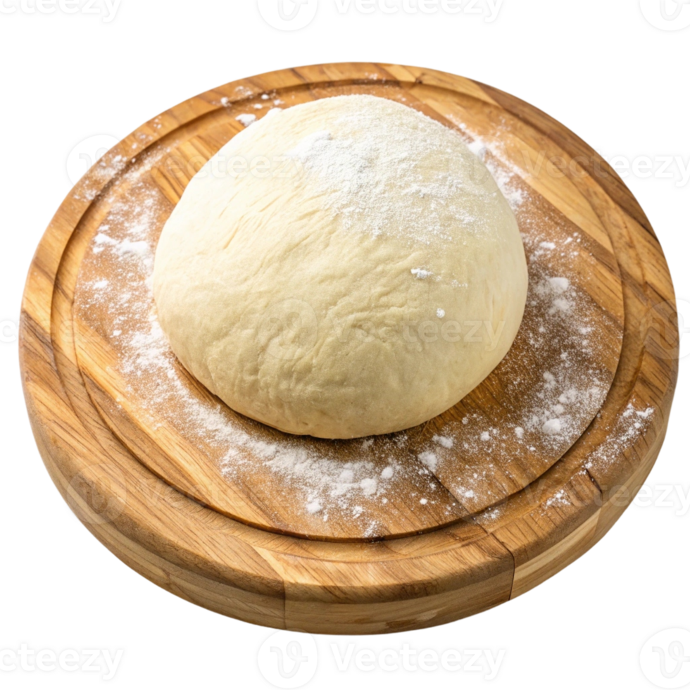a dough ball on a wooden board with flour png