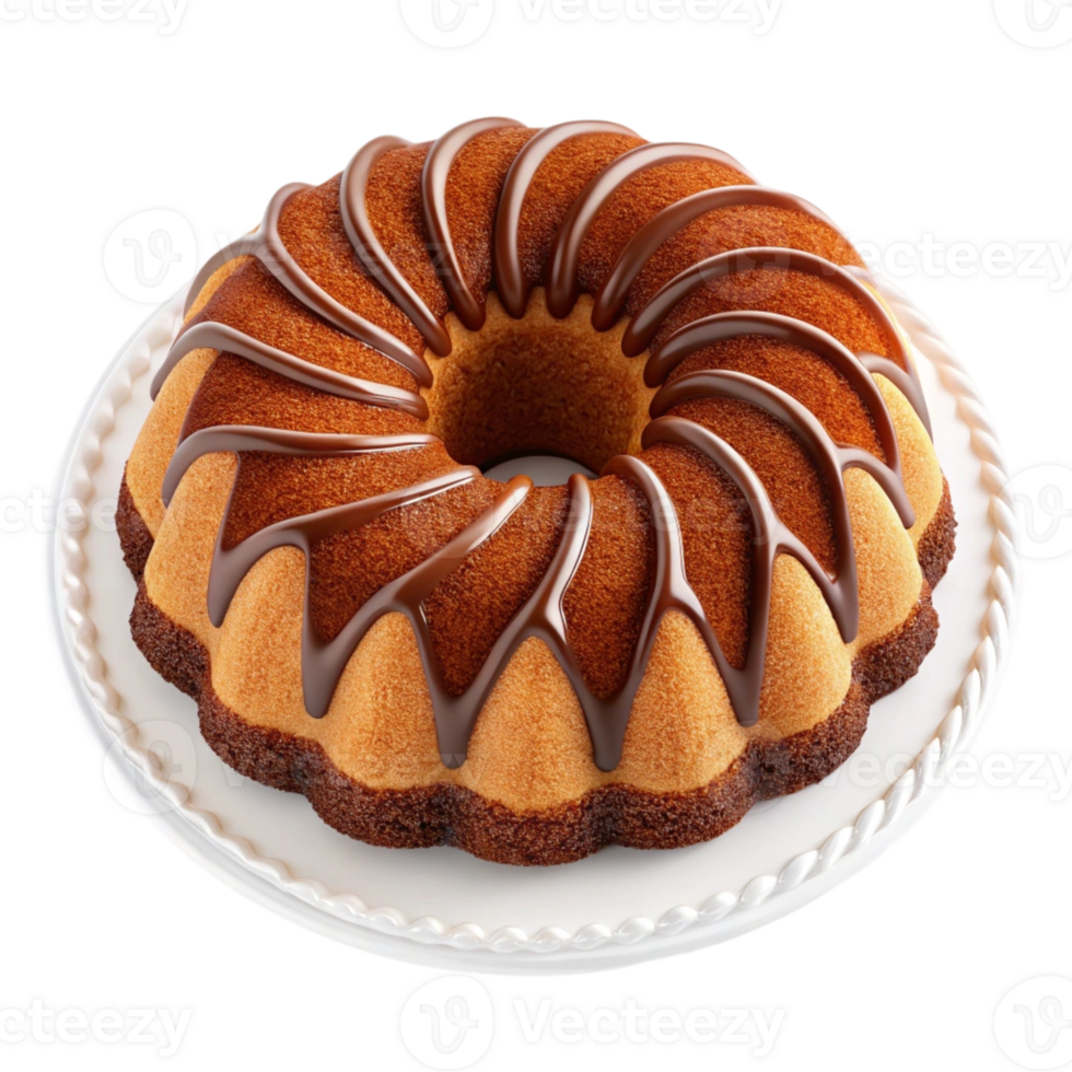top view of a delicious bundt cake isolated on a transparent background png