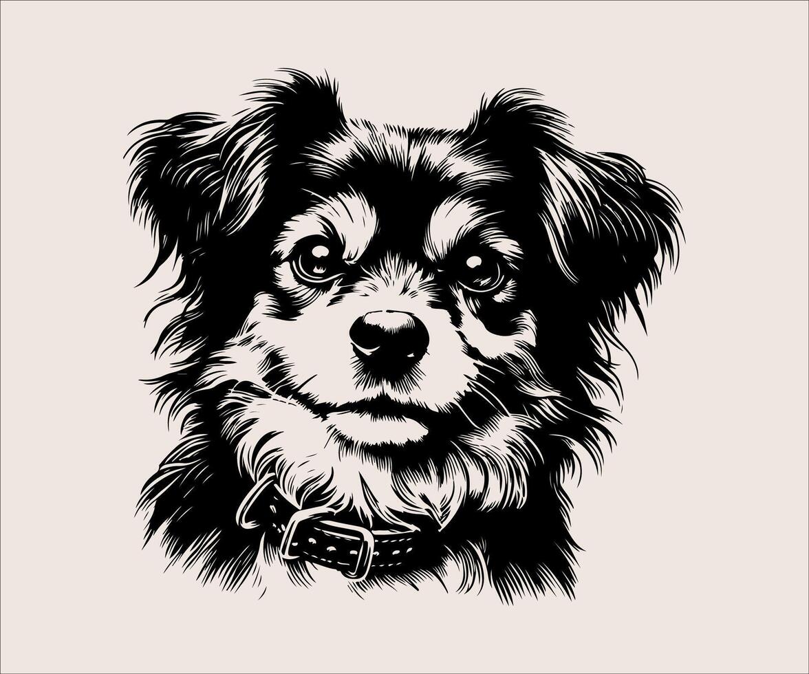 a black and white drawing of a dog's face vector