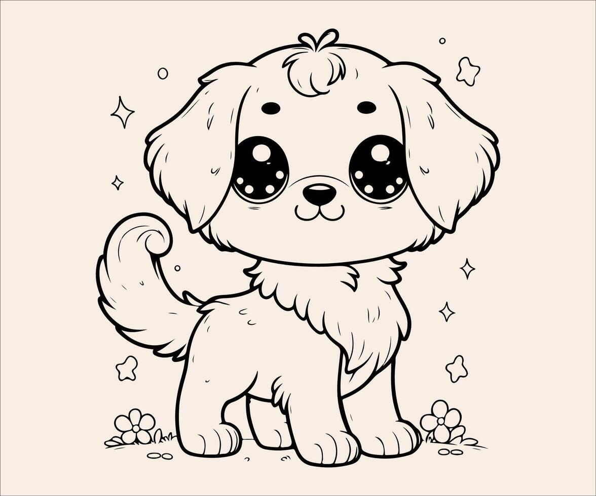 cute puppy coloring page vector