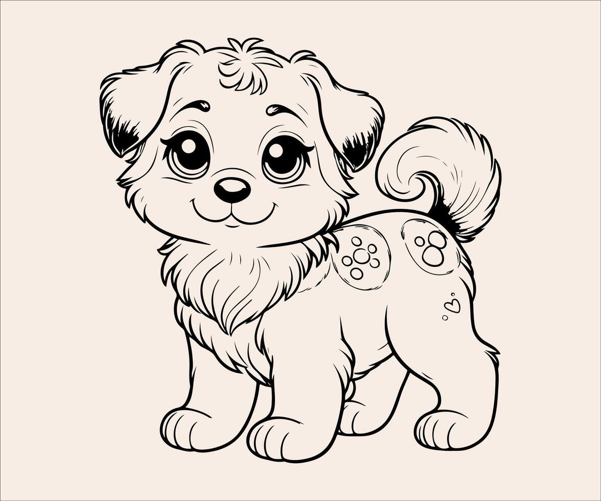 a cute puppy dog coloring page vector