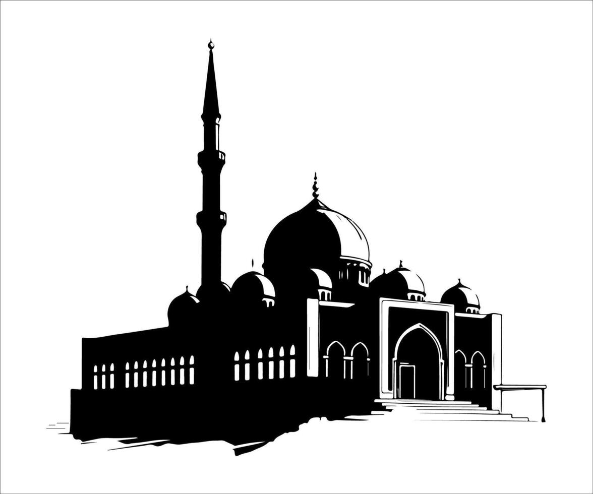 silhouette islamic mosque illustration vector